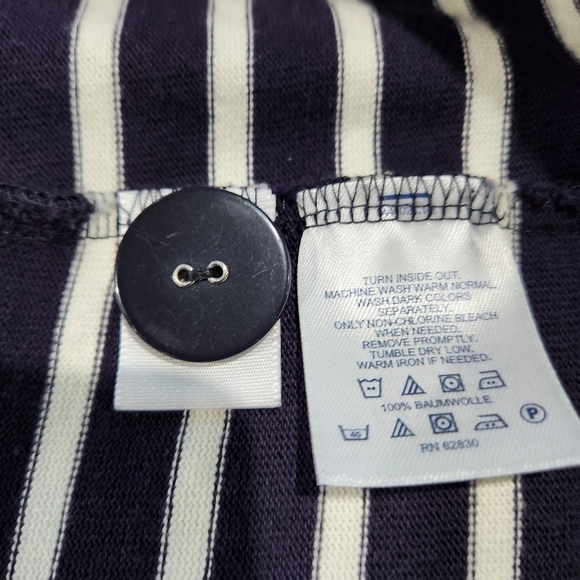 Lands End Women's Striped Cardigan ¾ Length Sleeve Size 10-12 - Picture 7 of 9